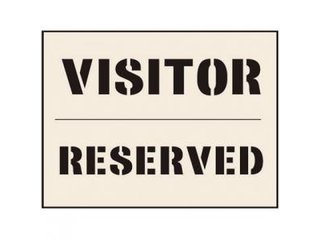 Stencil - VISITOR RESERVED (190mm x 300mm - other sizes available)