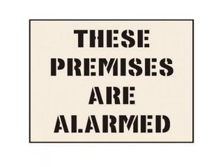 Stencil - THESE PREMISES ARE ALARMED (190mm x 300mm - other sizes available)